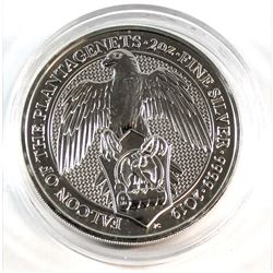 2019 Great Britain 5-Pounds Queen's Beasts - The Falcon 2oz. Fine Silver (Tax Exempt).