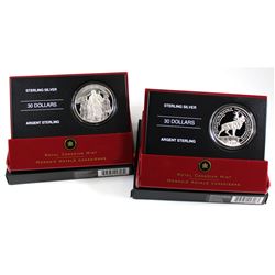 2006 Canada $30 National War Memorial & 2006 $30 Beaumont-Hamel Newfoundland Memorial Sterling Silve