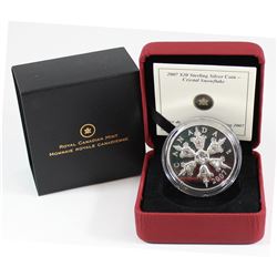 2007 Canada $20 Iridescent Crystal Snowflake Sterling Silver Coin.