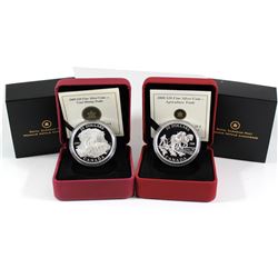 2008 Canada $20 Agriculture Trade & 2009 $20 Coal Mining Trade Fine Silver Coins (2009 sleeve lightl