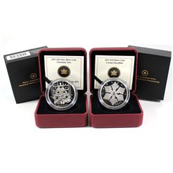 2011 Canada $20 Christmas Tree & 2012 $20 Holiday Snowflake with Swarovski Crystal Fine Silver Coins