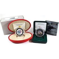 2002 Canada $5 Loon Hologram Silver Maple Leaf & 2003 $5 Maple of Good Fortune Hologram Fine Silver 