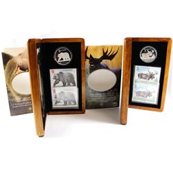 2004 Canada $5 The Majestic Moose & 2004 $8 The Great Grizzly Sterling Silver Coin and Stamp Sets (t