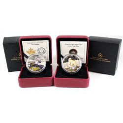 2014 Canada $20 The Caribou & 2014 $20 Iconic Polar Bear Colourized Fine Silver Coins. 2pcs (TAX Exe