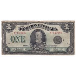 1923 $1 DC-25f Dominion of Canada, Black Seal 2, Saunders, V-183688, VG (stain)