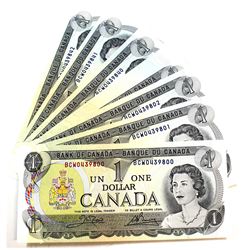 43x 1973 $1 Bank of Canada Notes - 43 in sequence. 43pcs.