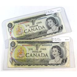 1973 $1 BC-46b & 1973 $1 BC-46a Bank of Canada Notes with Unique Serial Numbers, ECB8888686/NB555556