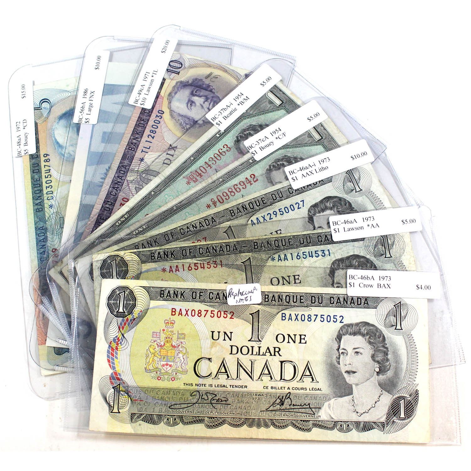 1954-1986 Bank of Canada Replacement Note Collection. You will receive ...