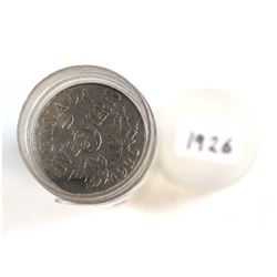1926 Canada 5-cent Roll of 40pcs. Average condition. Sold as is.