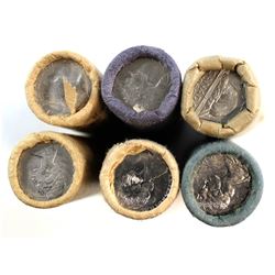 *1963, 1964, 1965, 1967, 1970 & 1971 Canada 5-cent Mint State Rolls. 6 rolls