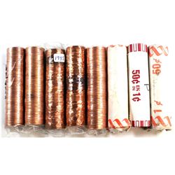 * 1981, 1982, 1993, 1995, 1998, 2002, 2004 & 2012 Canada 1-cent Rolls of 50pcs. 8pcs