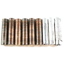 *1957-1961 Canada 1-cent rolls of 50pcs coins appear to be Mint State with toning. Dates include: 19