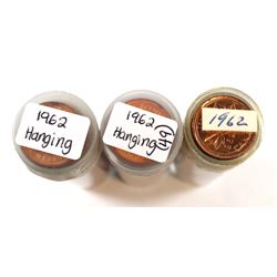 3x 1962 Canada 1-cent Hanging Variety rolls (3 rolls). Sold as is, No Returns
