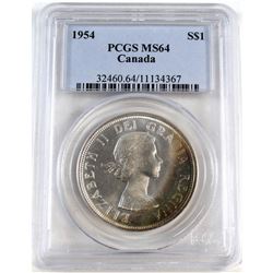 1954 Canada Silver $1 PCGS Certified MS-64.
