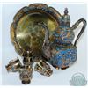 Image 1 : Chinese Export Cloisonné - Silver Gilt & Enamel Tea service with Dragon Design.