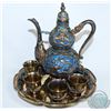 Image 2 : Chinese Export Cloisonné - Silver Gilt & Enamel Tea service with Dragon Design.