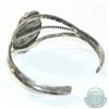 Image 2 : J. Lee Signed Navajo Sterling Silver Cuff Bracelet with Turquoise Stone.