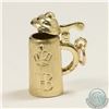 Image 1 : 14K Yellow Gold German Beer Stein Charm with HOFBRAU Beer Symbol. Lid mechanically opens and closes 