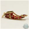 Image 1 : 18K Yellow Gold Persian Slipper with Red Enamel Charm/Pendant. 1.8grams