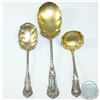 Image 1 : Set of Sterling Silver Gilt Berry/Serving Spoons. 109.2 grams. 3pcs.