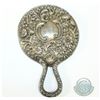 Image 1 : Circa 1840's Birmingham Repousse Sterling Silver Hand Held Mirror. Monogramed EMM. Item shows signs 