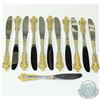 Image 11 : *78 Pc. GORHAM Medici Gold Accented Sterling Silver Flatware Set with Case. Gorham "Golden Medici" p