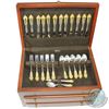 Image 1 : *78 Pc. GORHAM Medici Gold Accented Sterling Silver Flatware Set with Case. Gorham "Golden Medici" p