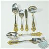 Image 8 : *78 Pc. GORHAM Medici Gold Accented Sterling Silver Flatware Set with Case. Gorham "Golden Medici" p