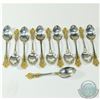 Image 9 : *78 Pc. GORHAM Medici Gold Accented Sterling Silver Flatware Set with Case. Gorham "Golden Medici" p