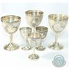 Image 1 : Vintage Mexico A. Ceron Sterling Silver Stemmed Cordial Cups.  Each Cup Contains the ancient Aztec B