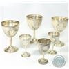 Image 2 : Vintage Mexico A. Ceron Sterling Silver Stemmed Cordial Cups.  Each Cup Contains the ancient Aztec B