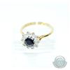 Image 2 : Ladies 18Kt Gold Sapphire and Diamond Ring - Size 6 1/2.  Item comes with an appraisal by GS Laborat