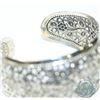 Image 2 : Vintage Lady's Sterling Silver Pierced Floral Cuff Bracelet. Measures Approx. 2 1/2" in diameter and