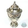 Image 2 : 1776 London; Sterling Silver Sugar Basin with Lid. This piece adorned by two Rams heads and Draping