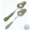 Image 2 : Pair of Dutch Sterling Silver Sugar Spoons with Etched Designs. 2pcs.