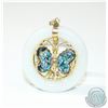 Image 1 : 14K Yellow Gold Opal Inset Butterfly with Circular Jade Pendant.  Measures 1 1/2" in diameter with a