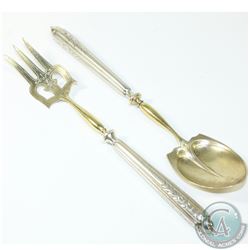 Koch & Bergfeld 800 Silver Fork & Spoon Service Set.  Each Piece measures 8" in length and have been