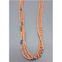 Peach Coral and Turquoise Necklace