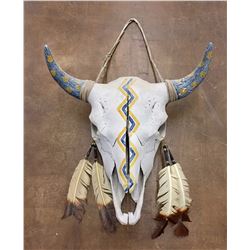 Vintage Hand-Painted Buffalo Skull