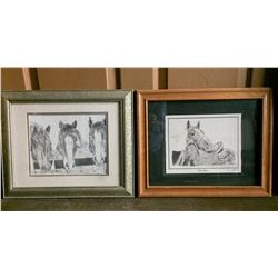 Two Western Pencil Drawing Prints