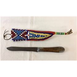 Antique Beaded Knife Sheath with Knife