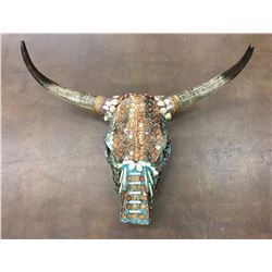 Highly Decorated Cow Skull