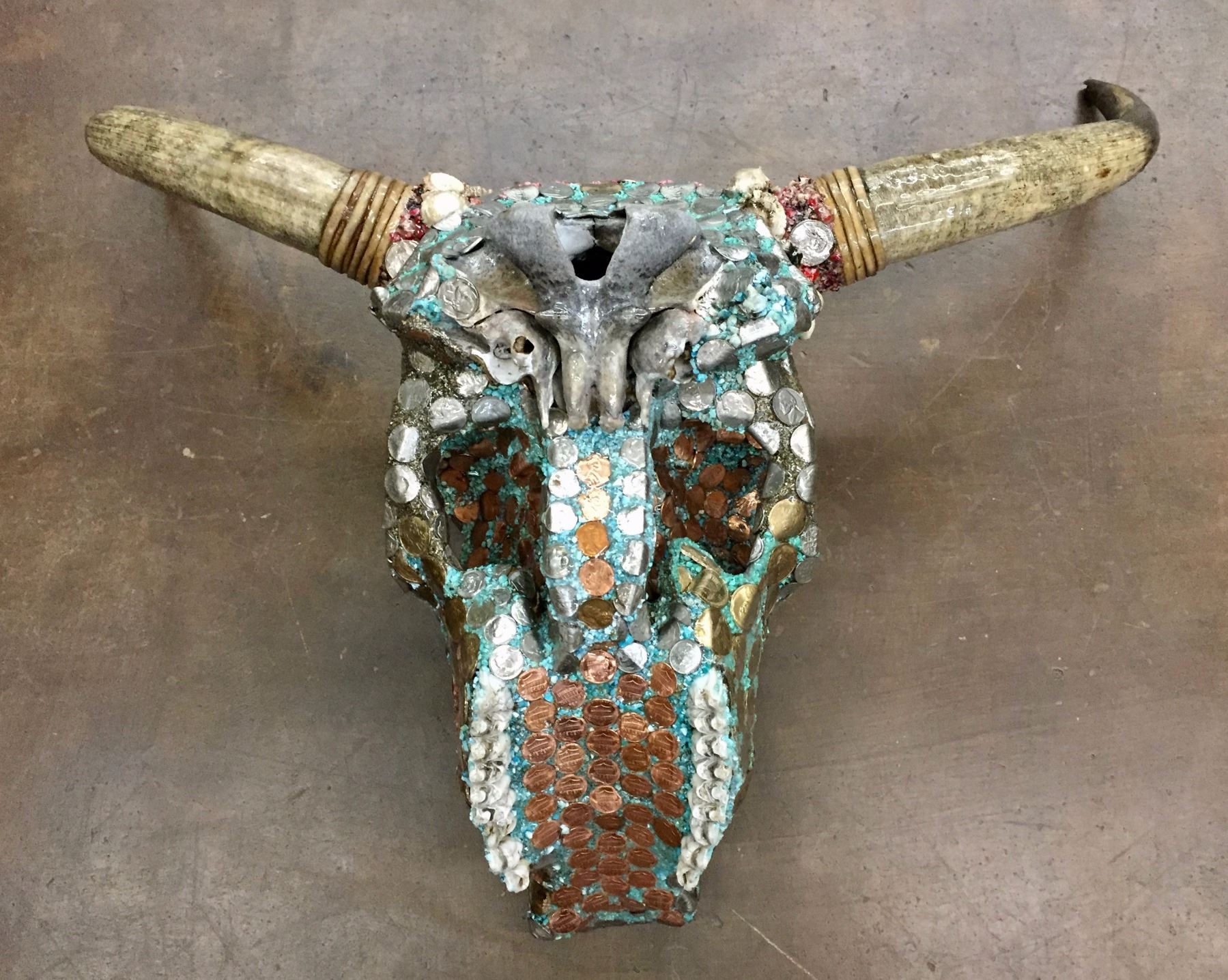 Highly Decorated Cow Skull