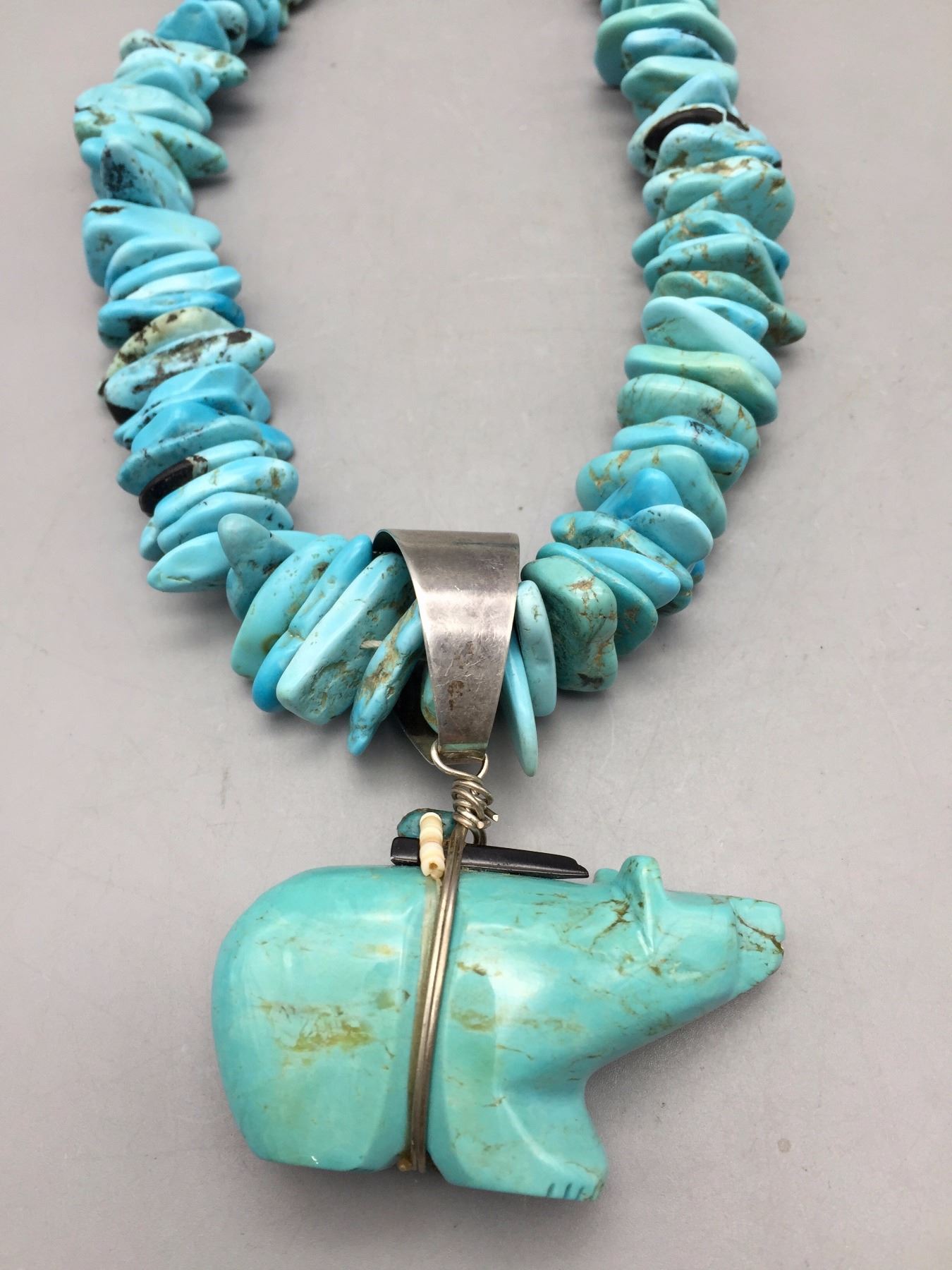 Turquoise bear necklace Clearance