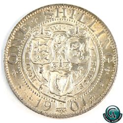 Great Britain 1901 Queen Victoria Silver Shilling Veiled Head. Bright BU