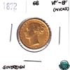 Image 1 : Great Britain 1872 Full Gold Sovereign, young head shield design, in Choice VF-EF.
