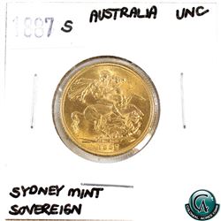 Great Britain 1887-S Gold Sovereign 'Sydney Mint' UNC