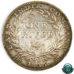 India 1834 William IV Silver Rupee (KM450) a nice VF+.