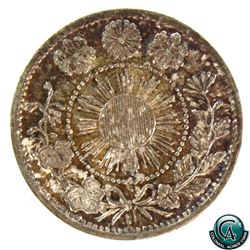 Japan 1871 Silver 5 Sen Yr.4 (One Year Type). A nice EF with natural toning throughout. *Scarce*