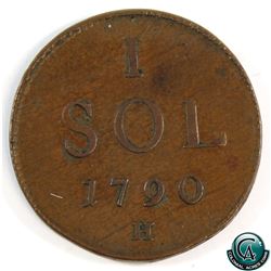 Luxembourg 1790H Leopold II 1 Sol. A nice VF Example.
